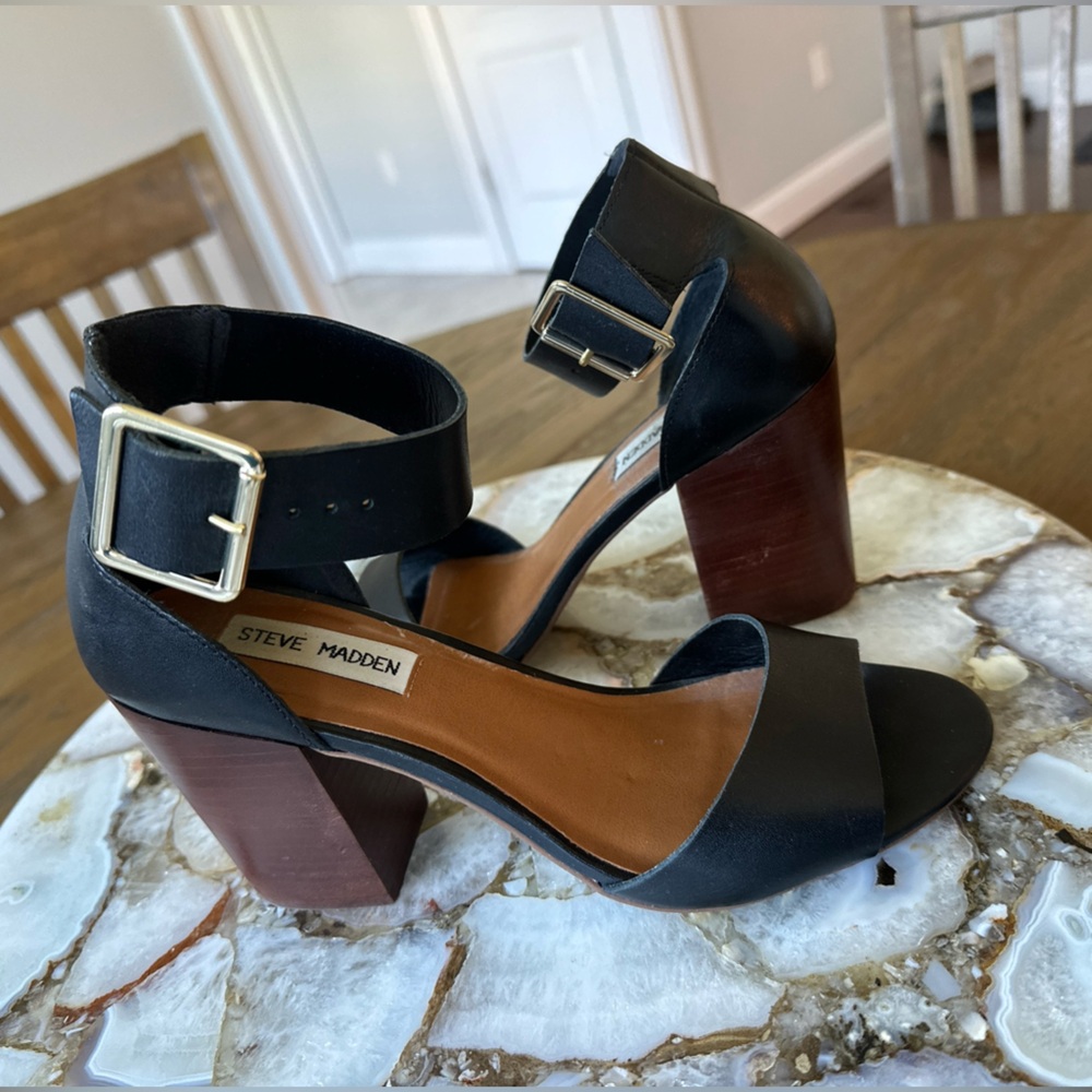 Steve Madden Leather Black Heels